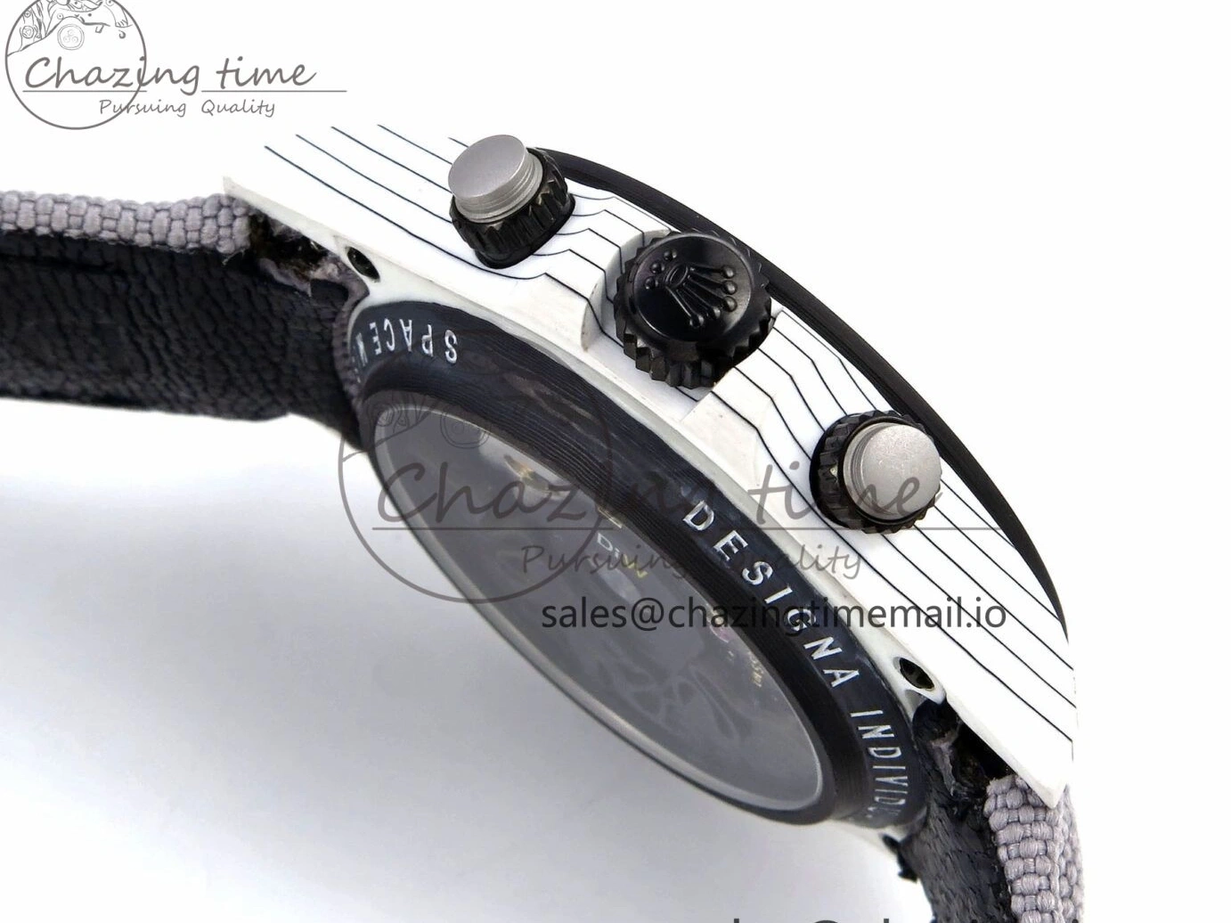 Clone Gray Gray Dial Space DIW Daytona Nylon Mission Textured Strap A4130 on 0228